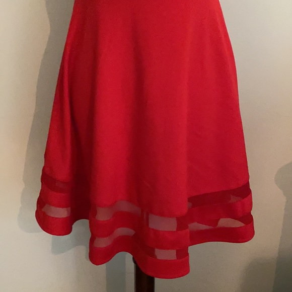 Lulu’s Determination Red Sheer Mesh Skater Dress M - Picture 5 of 16